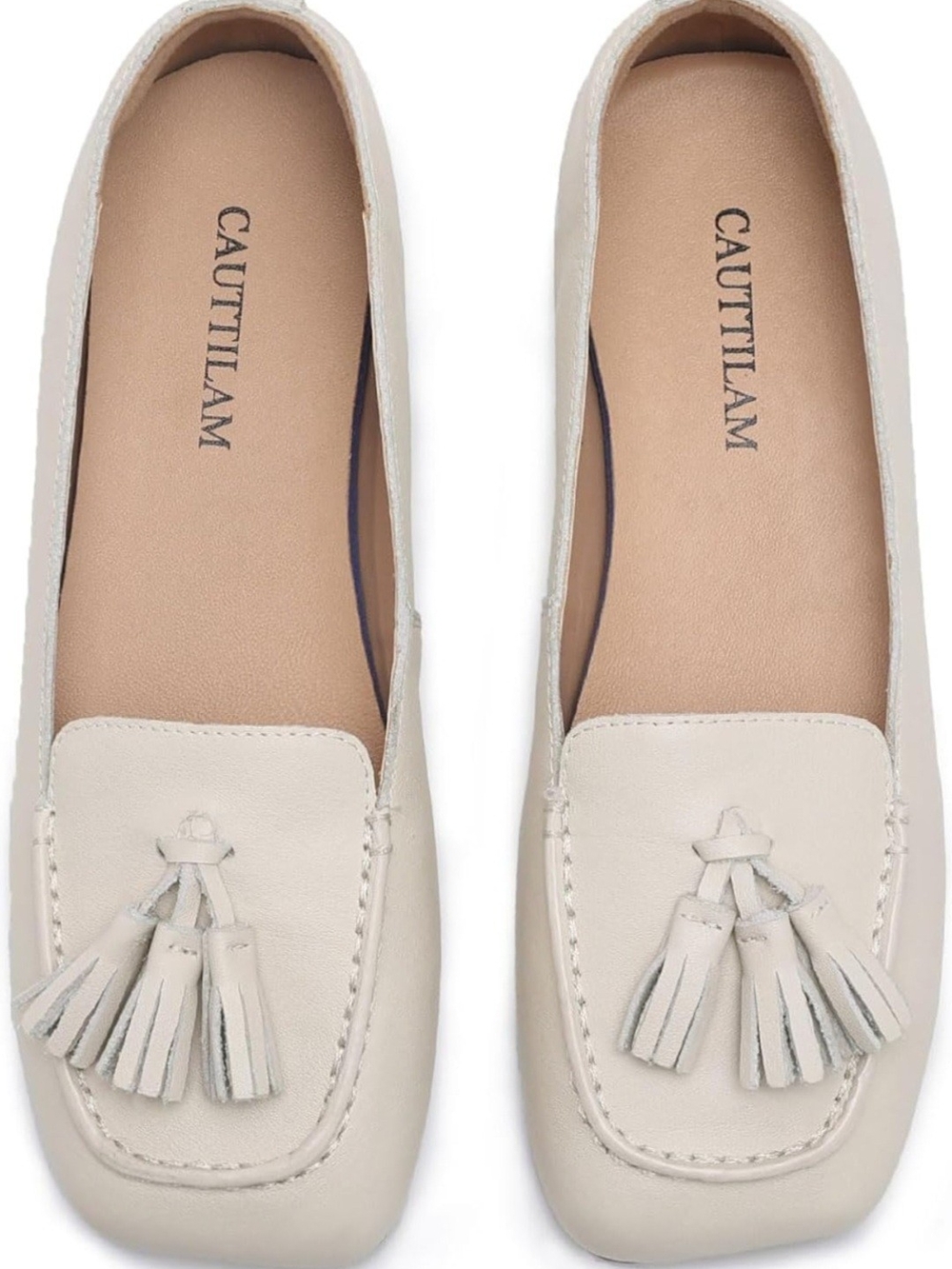 Brand New CAUTTILAM Beige Leather Tassel Loafers - Size 38.5 EU / 7.5 US